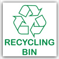 1 x Recycling Bin Self Adhesive Sticker-Recycle Logo Sign-Environment Label